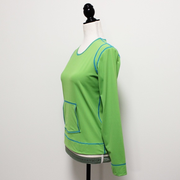 EUC Athleta Green Blue Long Sleeve Front Pocket - Picture 2 of 6